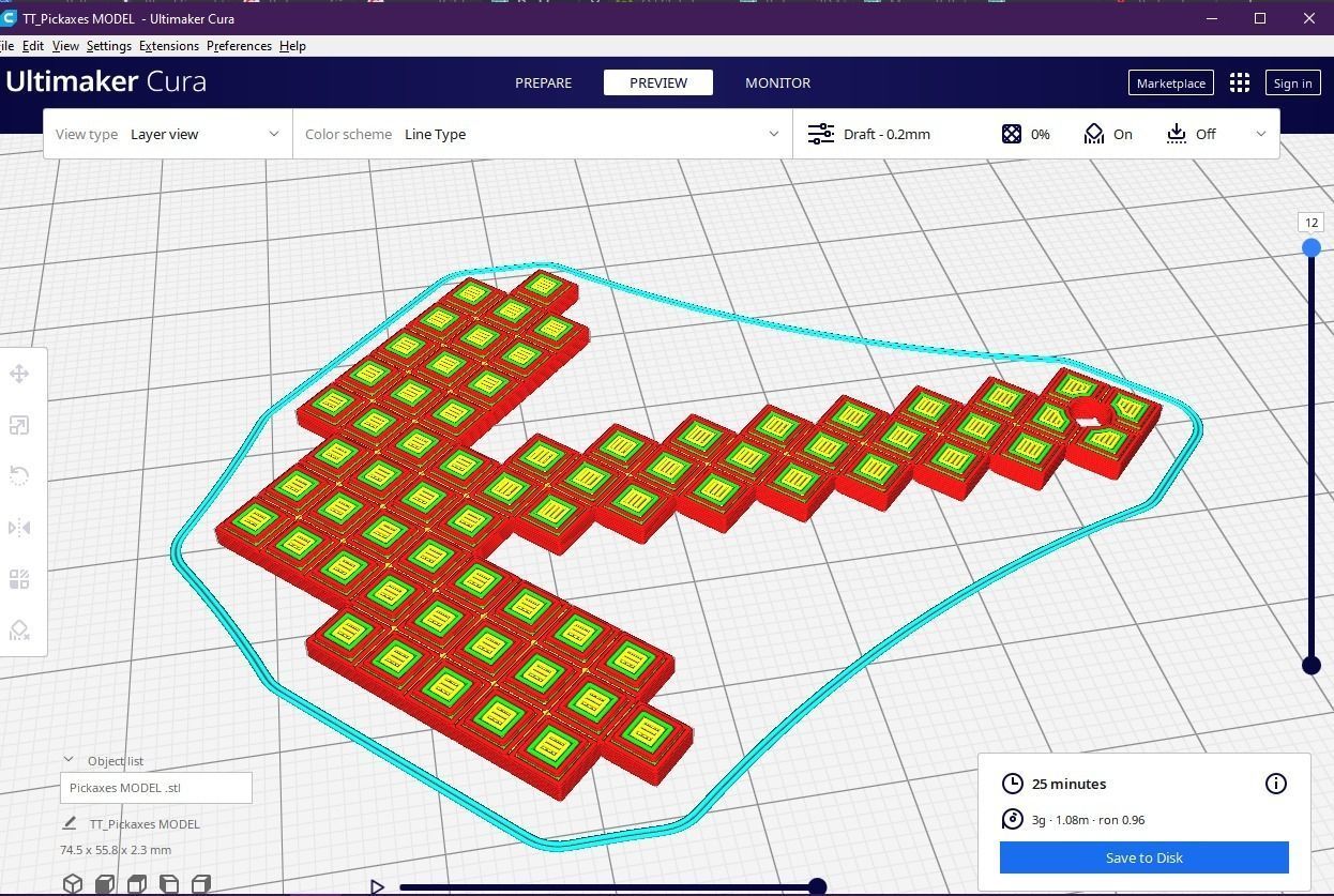 pick axe minecraft 3D print model_1