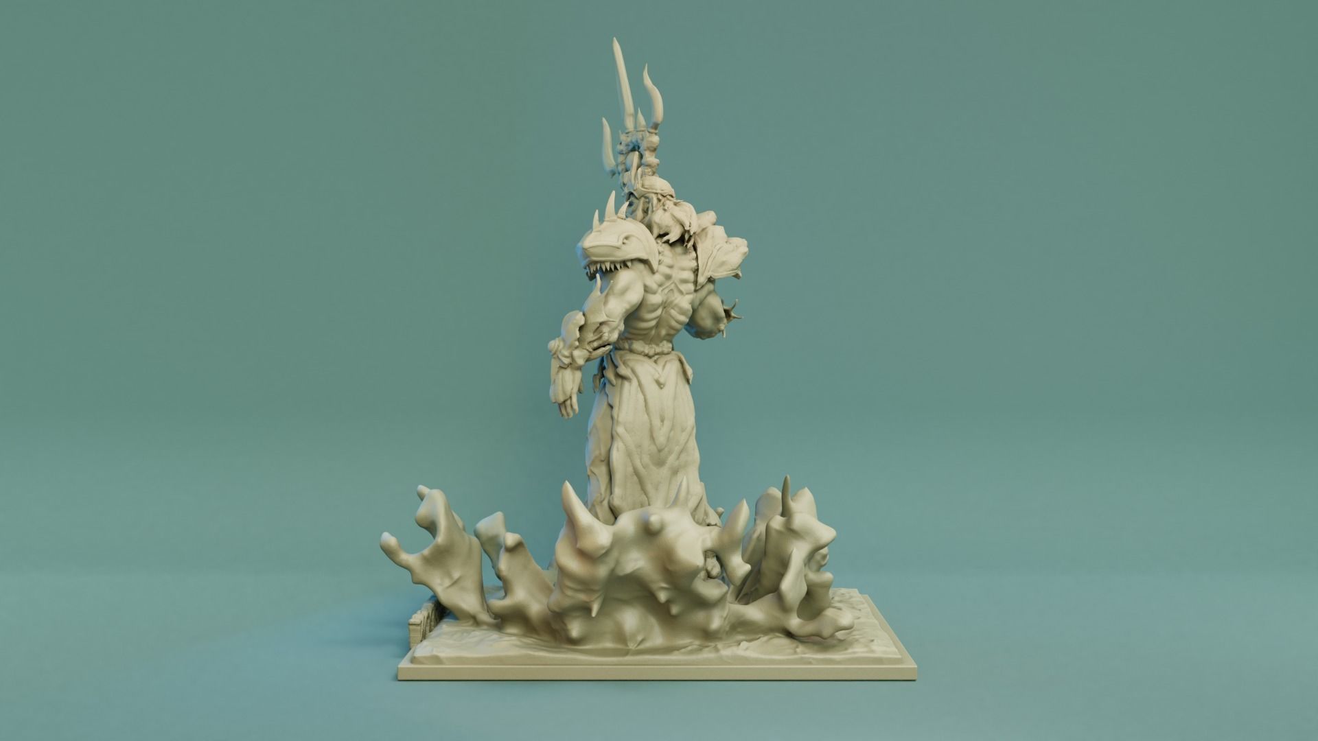 Poseidon 3D Print STL statue of man holding sword 3D print model_6