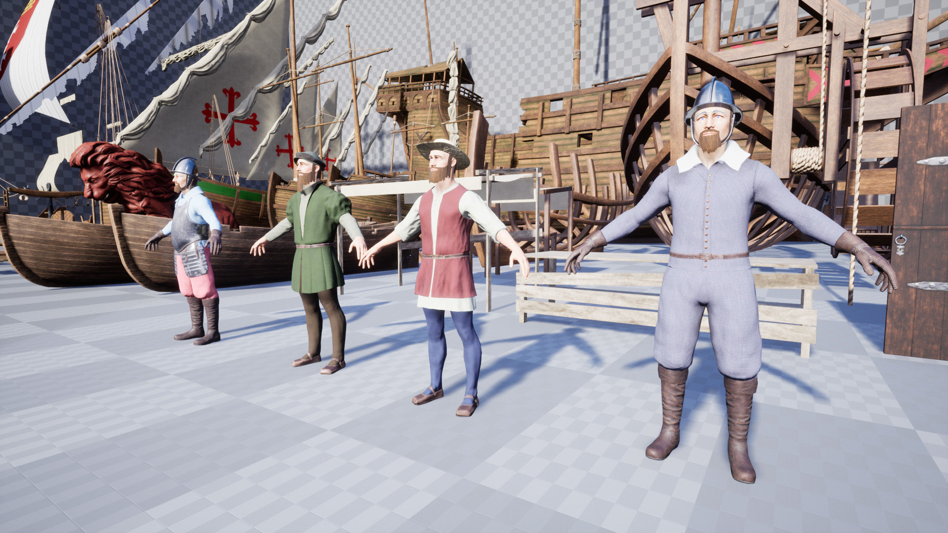 Medieval Harbor Low-poly 3D model_17