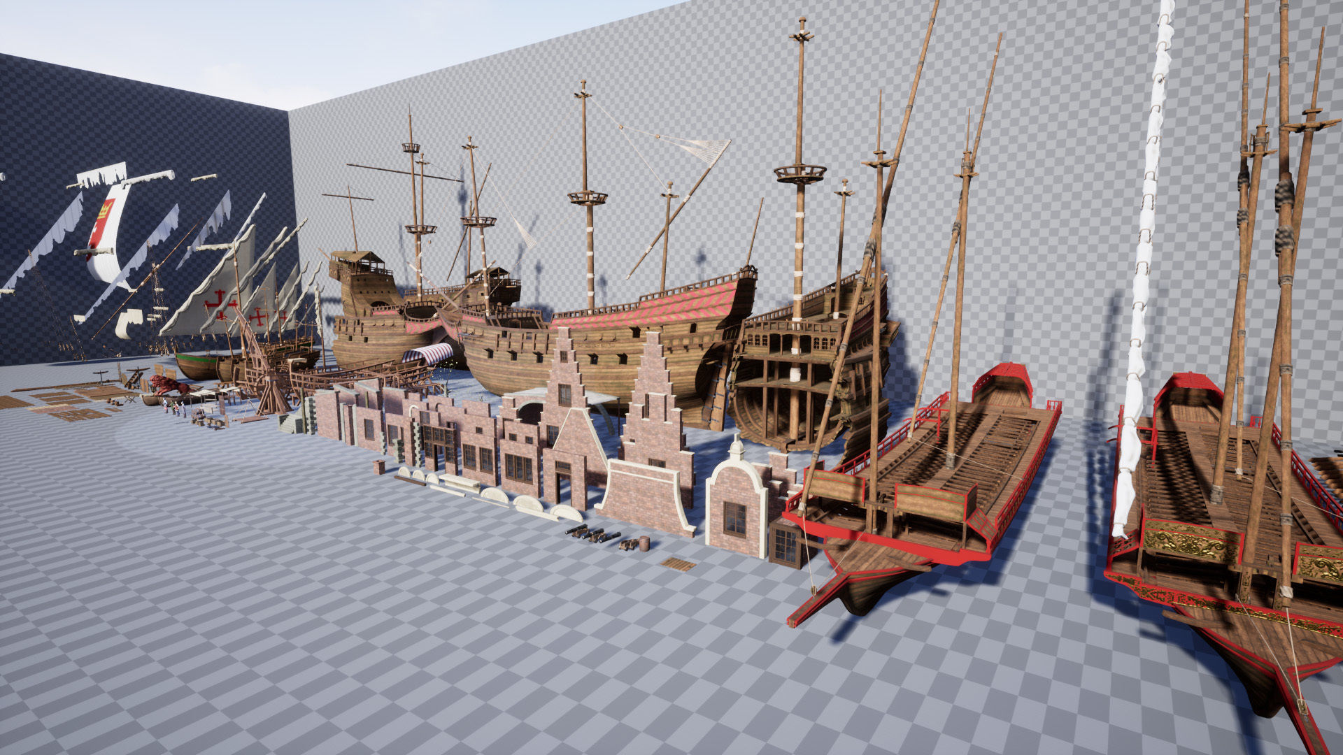 Medieval Harbor Low-poly 3D model_16