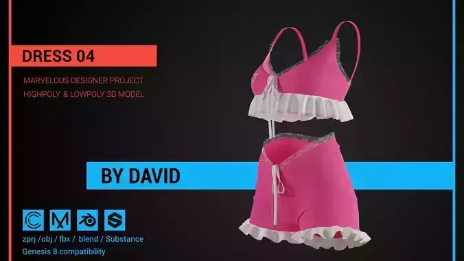 Dress 04  Marvelous Designer CLO project