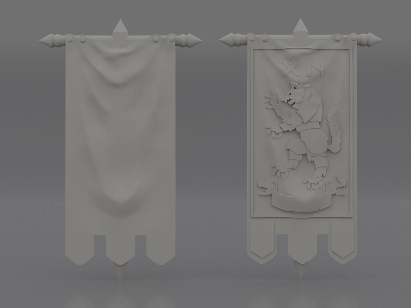 ironwolf banner 3D print model_1
