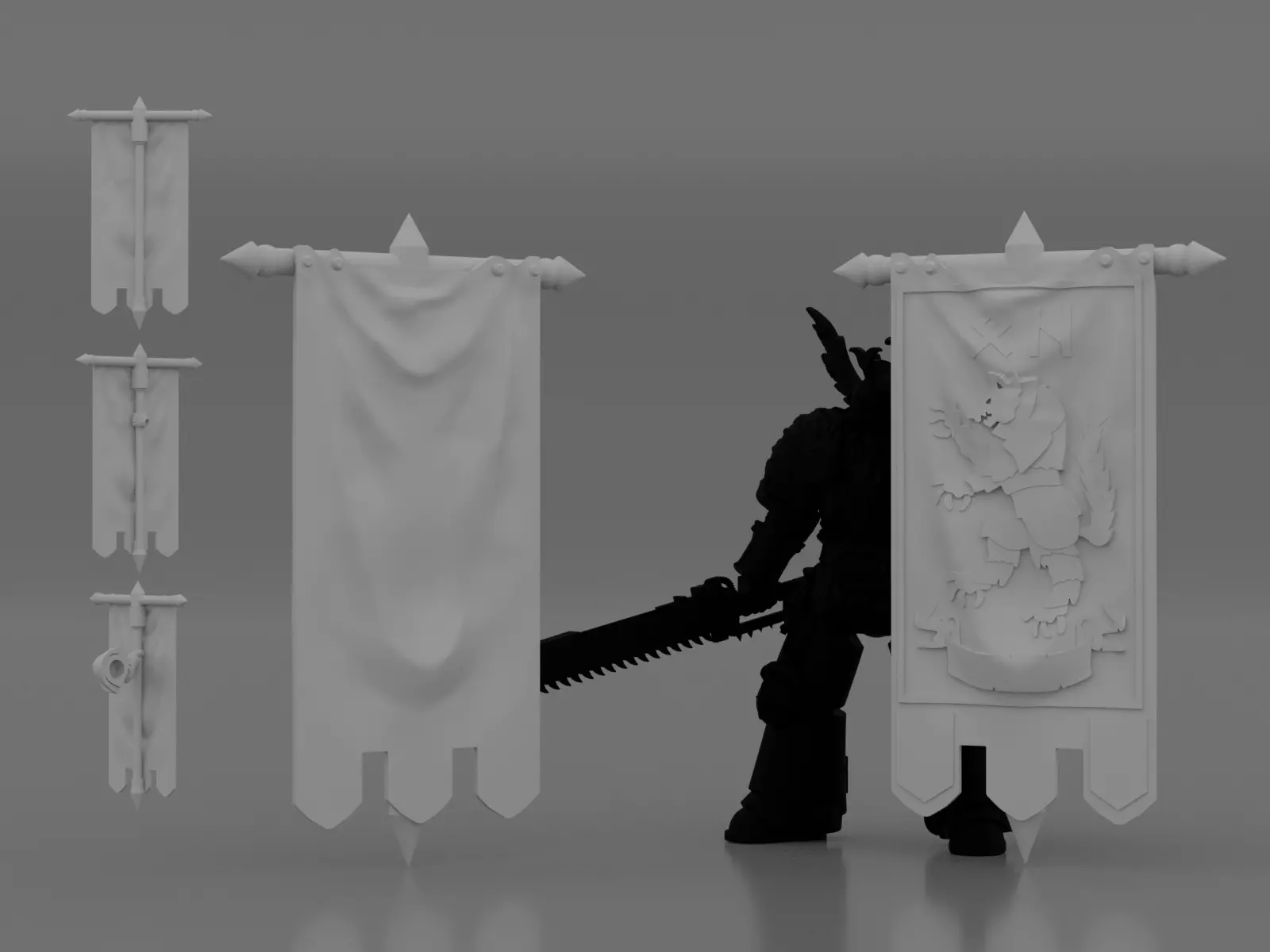 ironwolf banner 3D print model_0