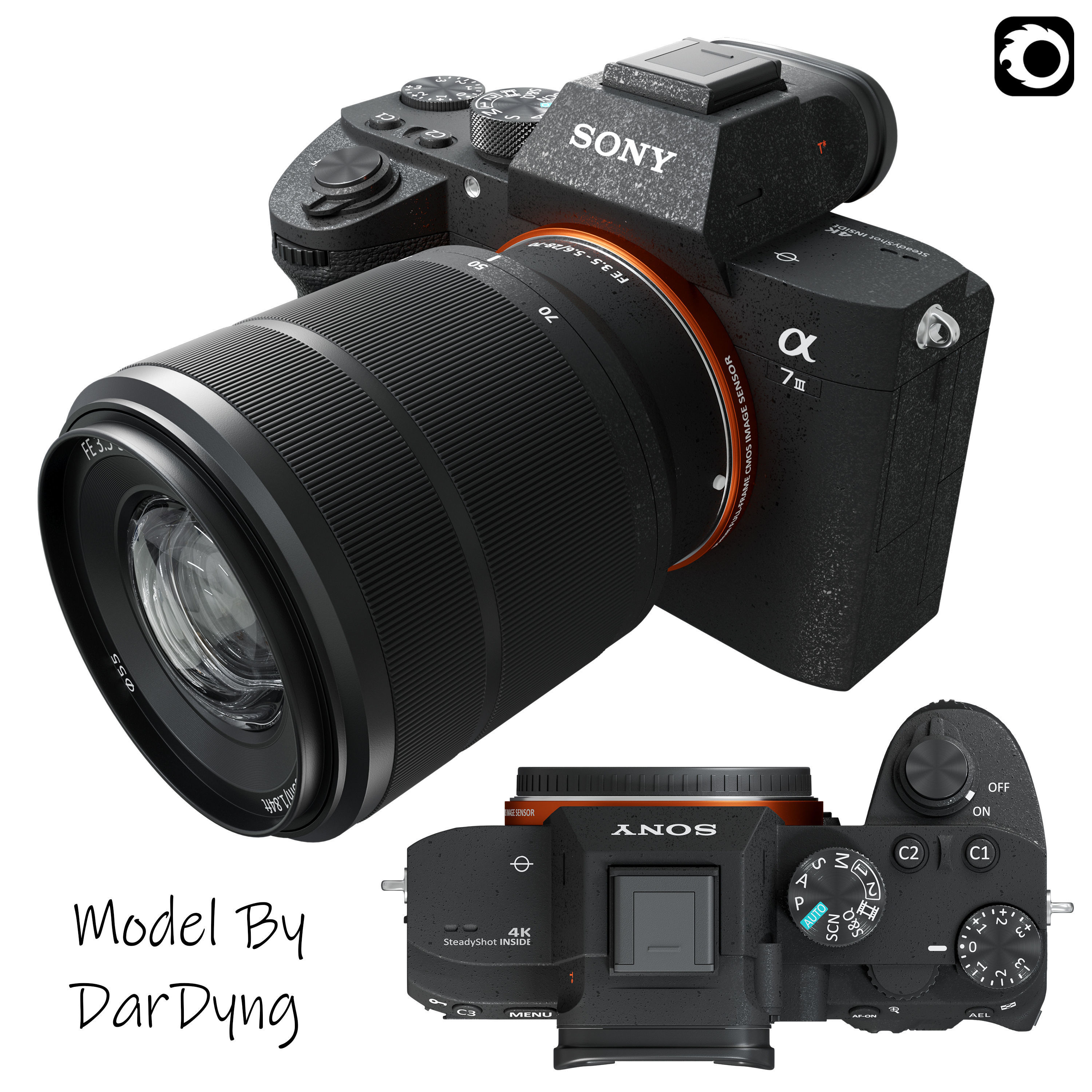 Camera Sony Alpha a7 III 28-70mm Kit Black 3D model_2