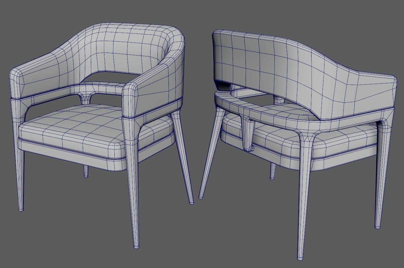Modern Chair Low-poly 3D model_6