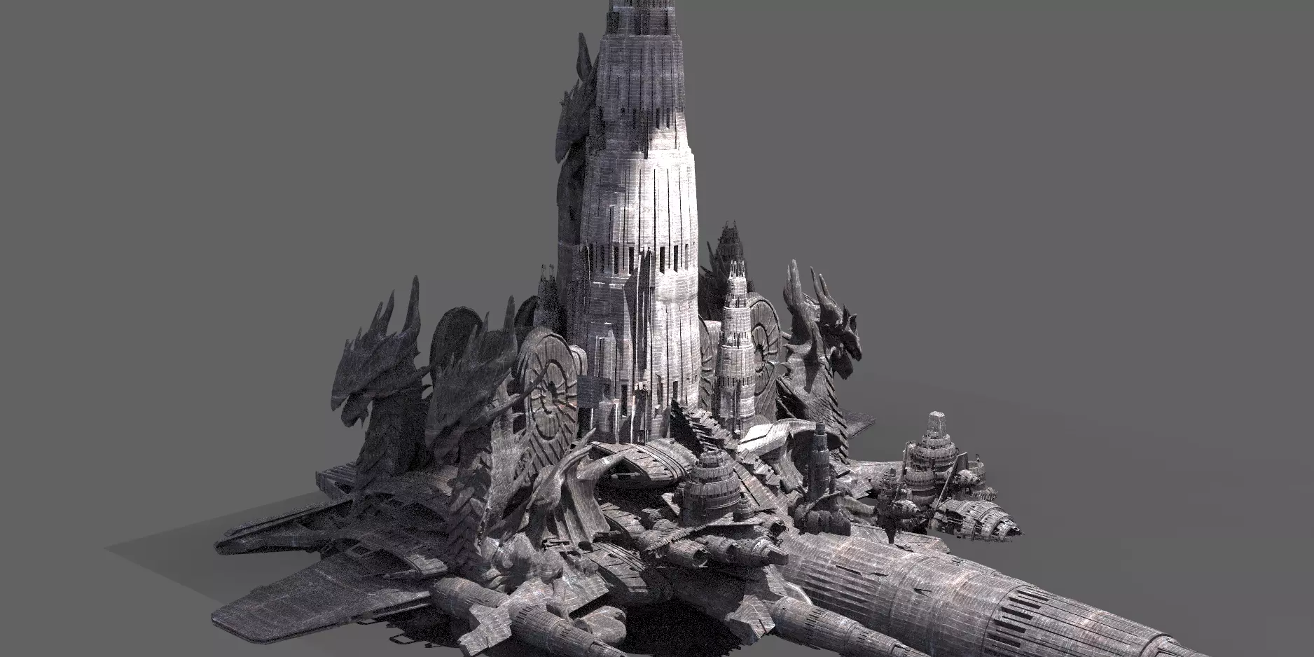 Ancient Gods Floating City 3D model_0