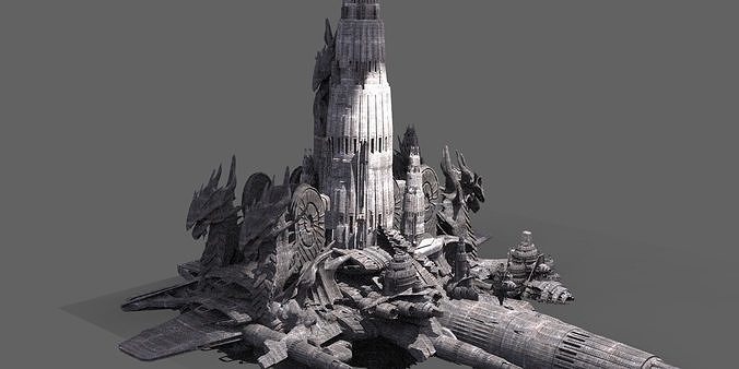 Ancient Gods Floating City 3D model