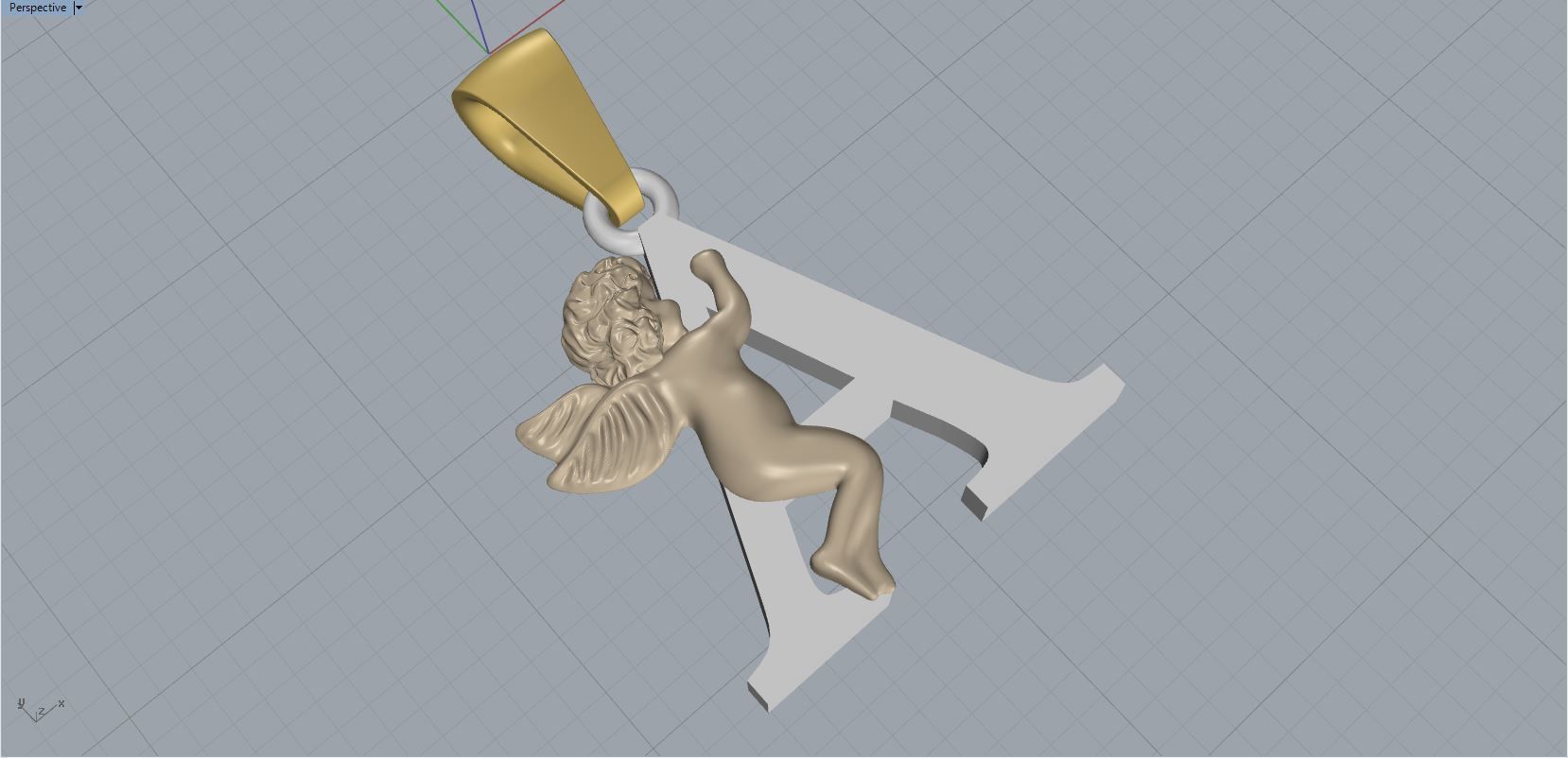 Pendant Letter A 3D print model_11