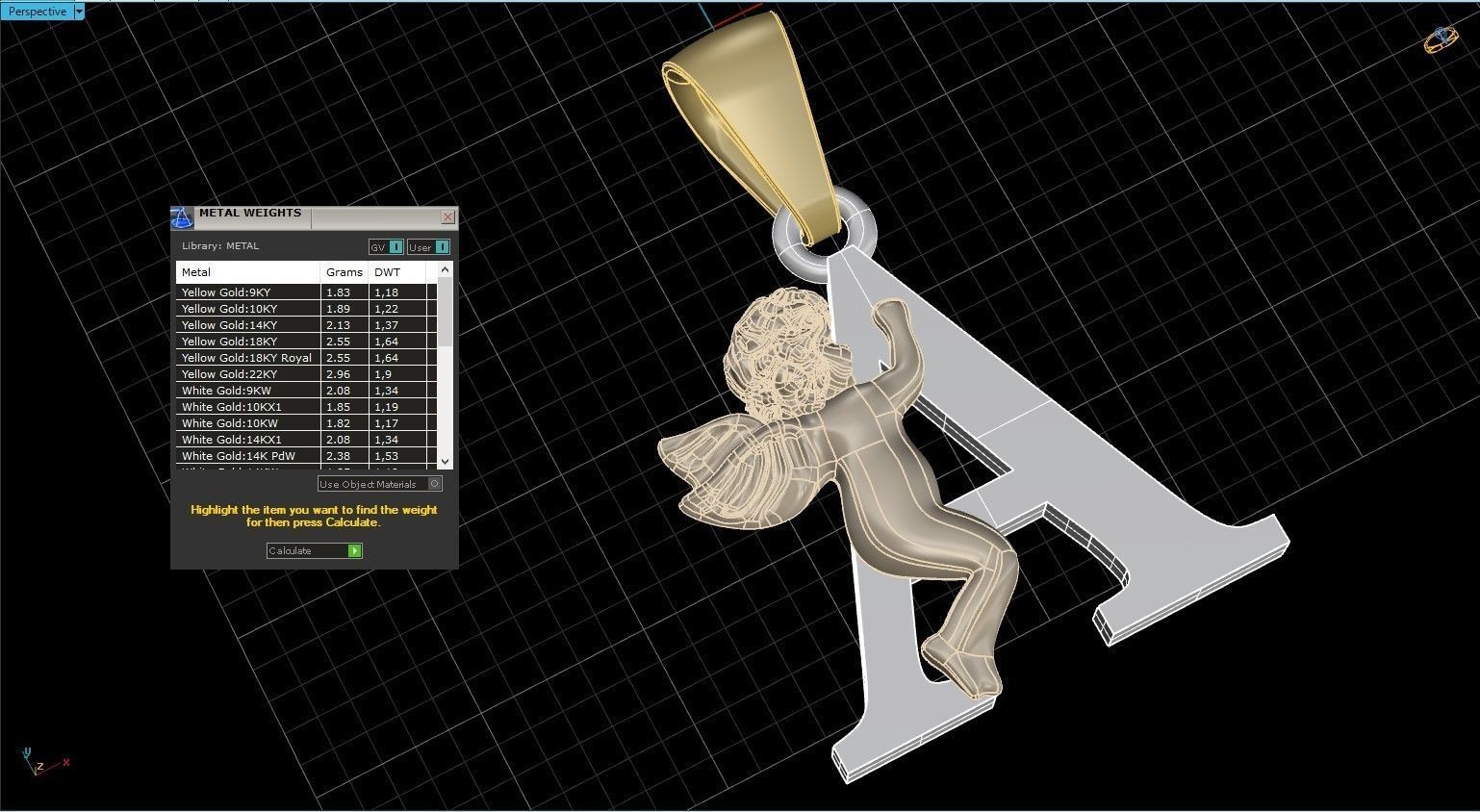 Pendant Letter A 3D print model_8