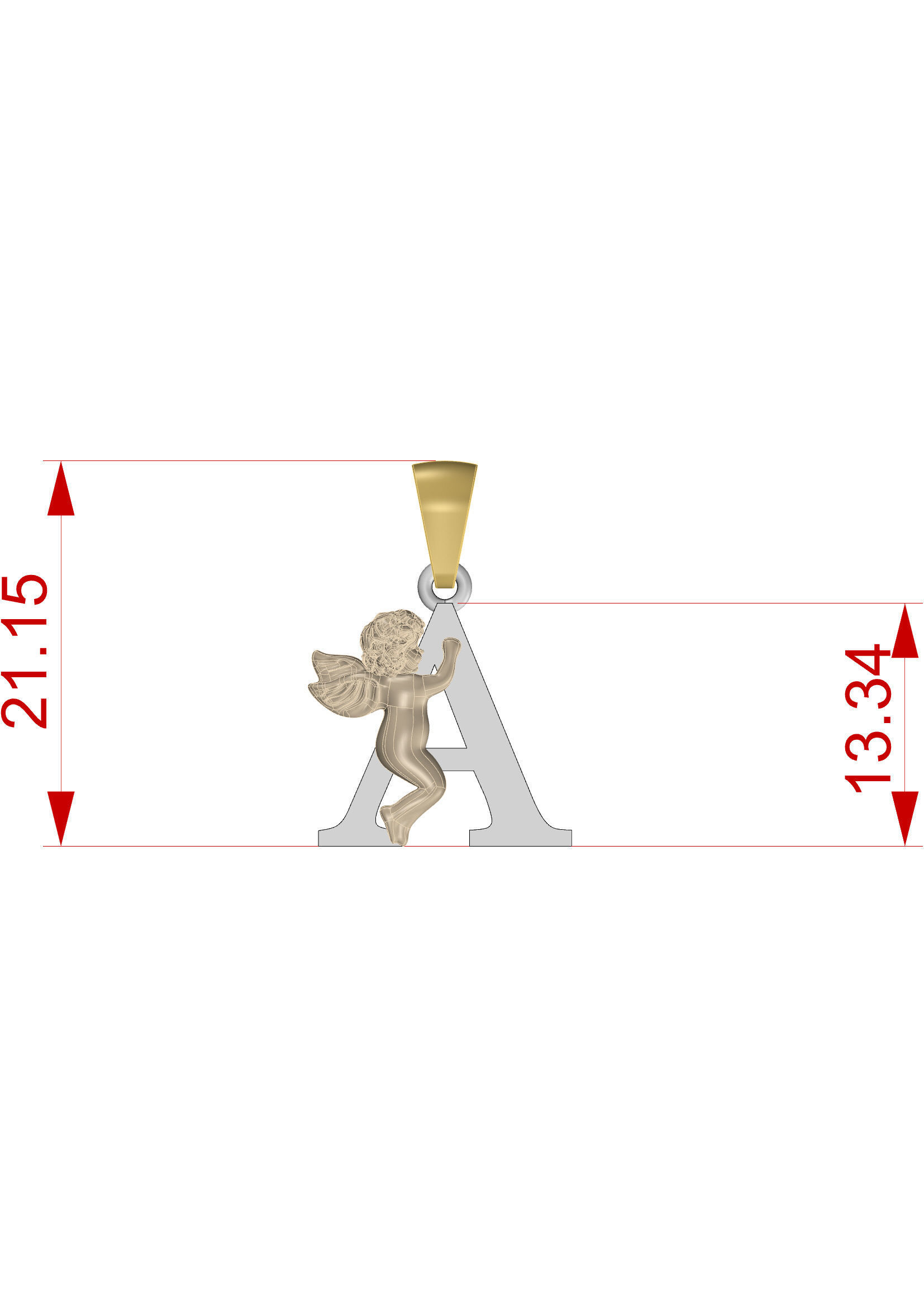 Pendant Letter A 3D print model_14