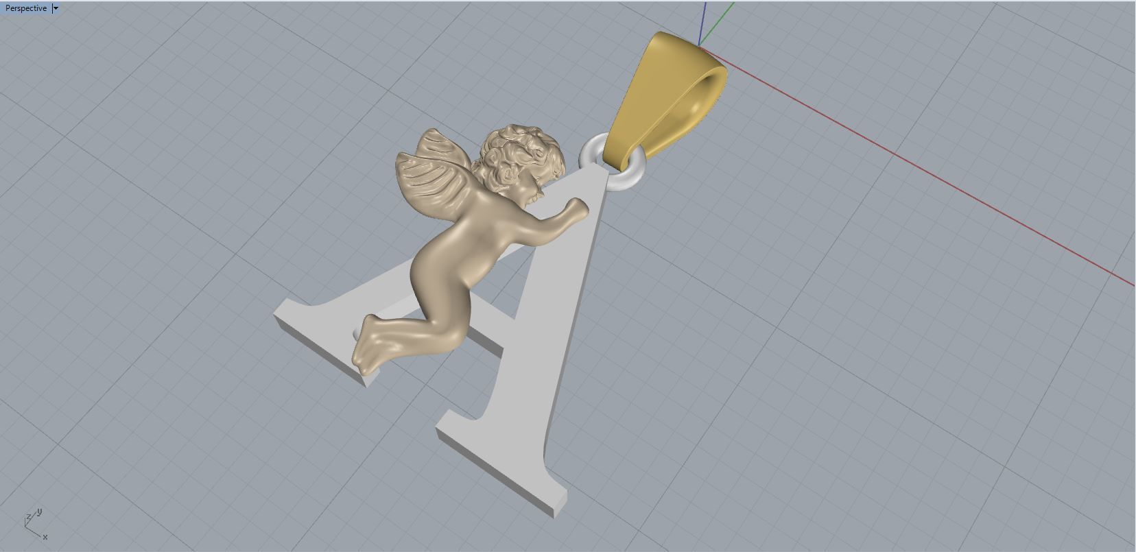 Pendant Letter A 3D print model_9