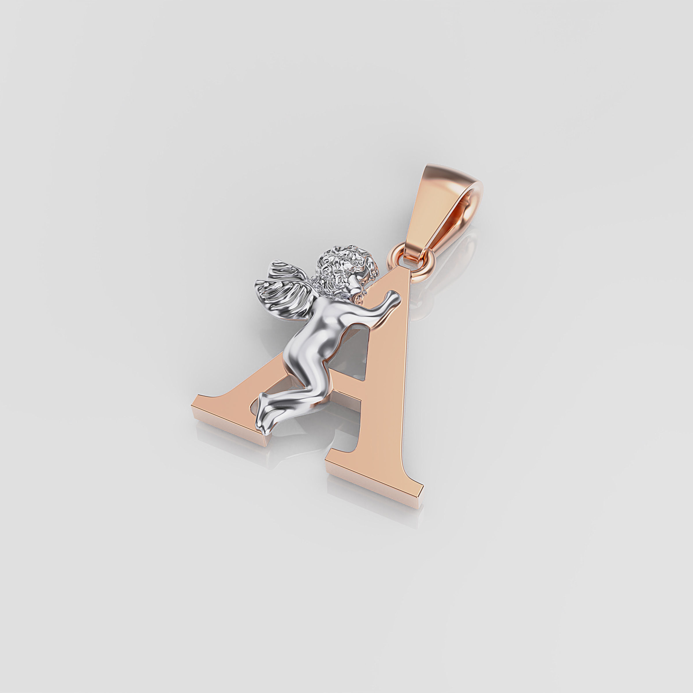 Pendant Letter A 3D print model_12