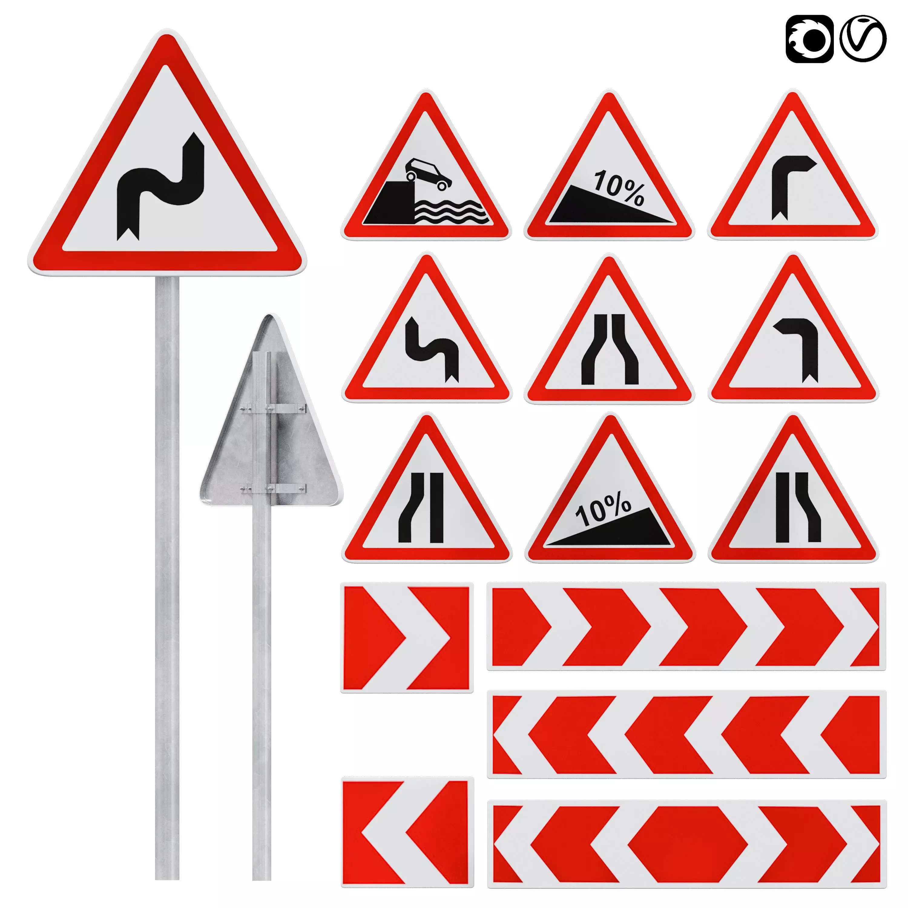 Warning signs set 1 3D model