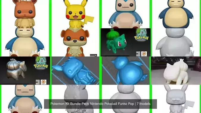 Pokemon Kit Bundle Pack Nintendo Pokeball Funko Pop 3D Model Collection