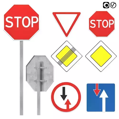 Set of priority road signs