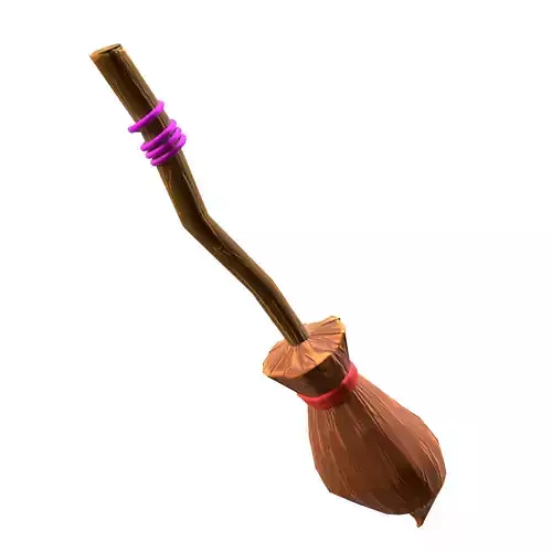 A low-poly 3D model of a stylized broom Free low-poly 3D model
