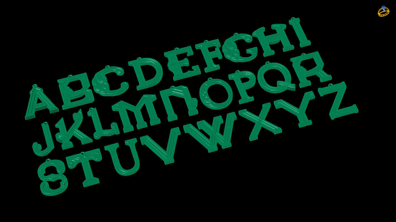 Initial Letters Pendant-Earrings Alphabets 3D Model Collection 3D print model_10