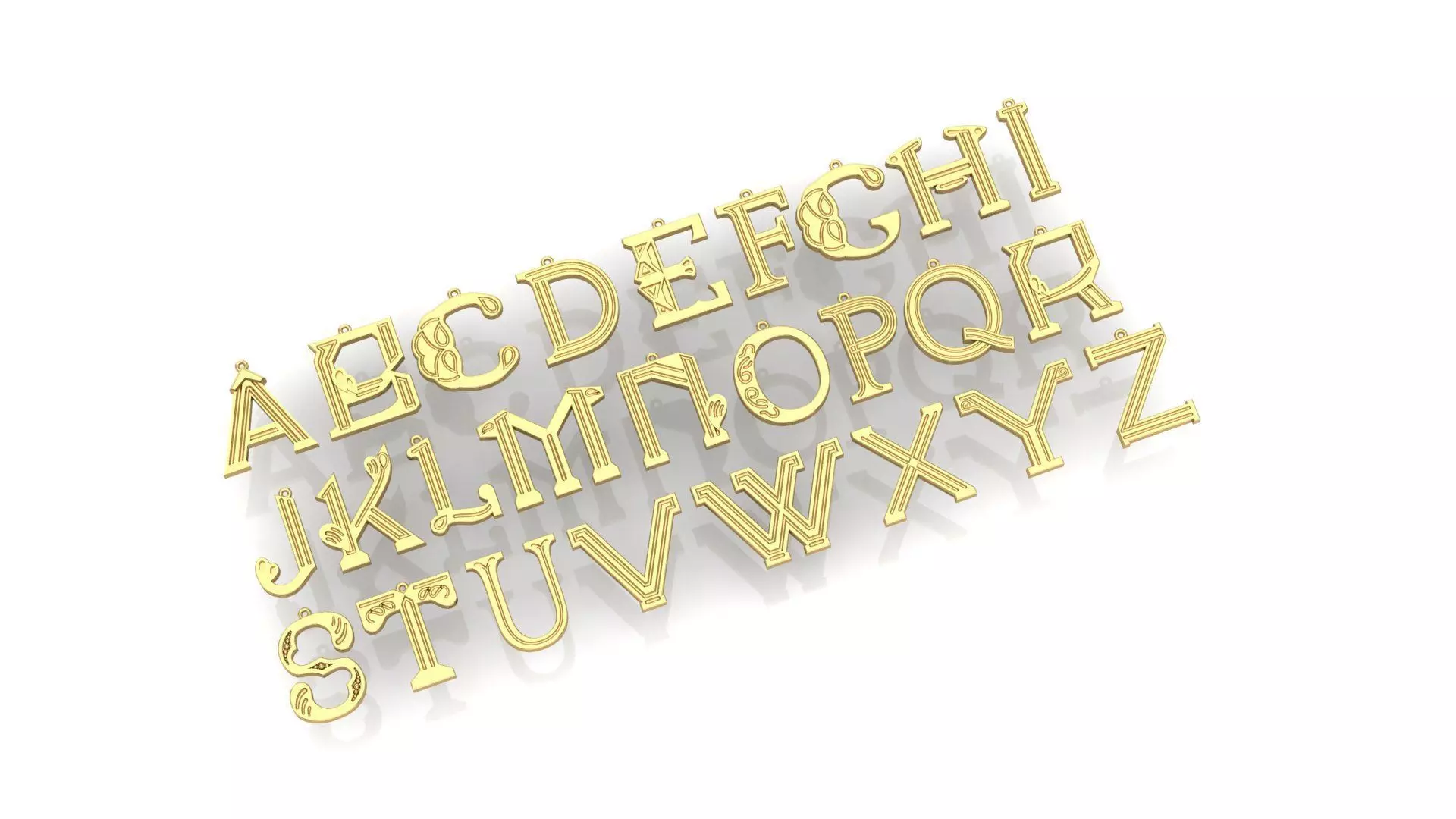 Initial Letters Pendant-Earrings Alphabets 3D Model Collection 3D print model_0