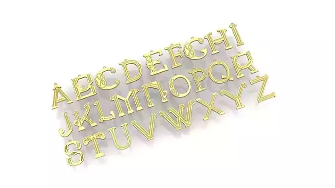 Initial Letters Pendant-Earrings  Alphabets 3D Model Collection