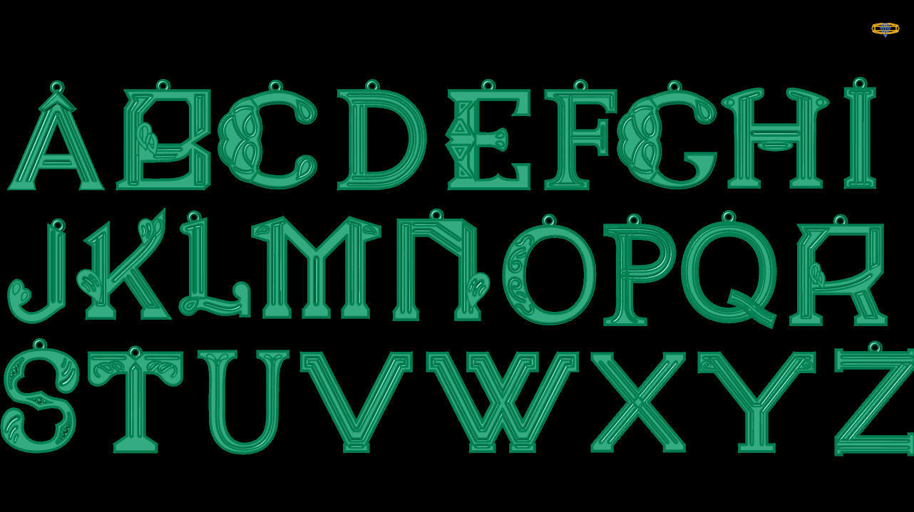 Initial Letters Pendant-Earrings Alphabets 3D Model Collection 3D print model_11