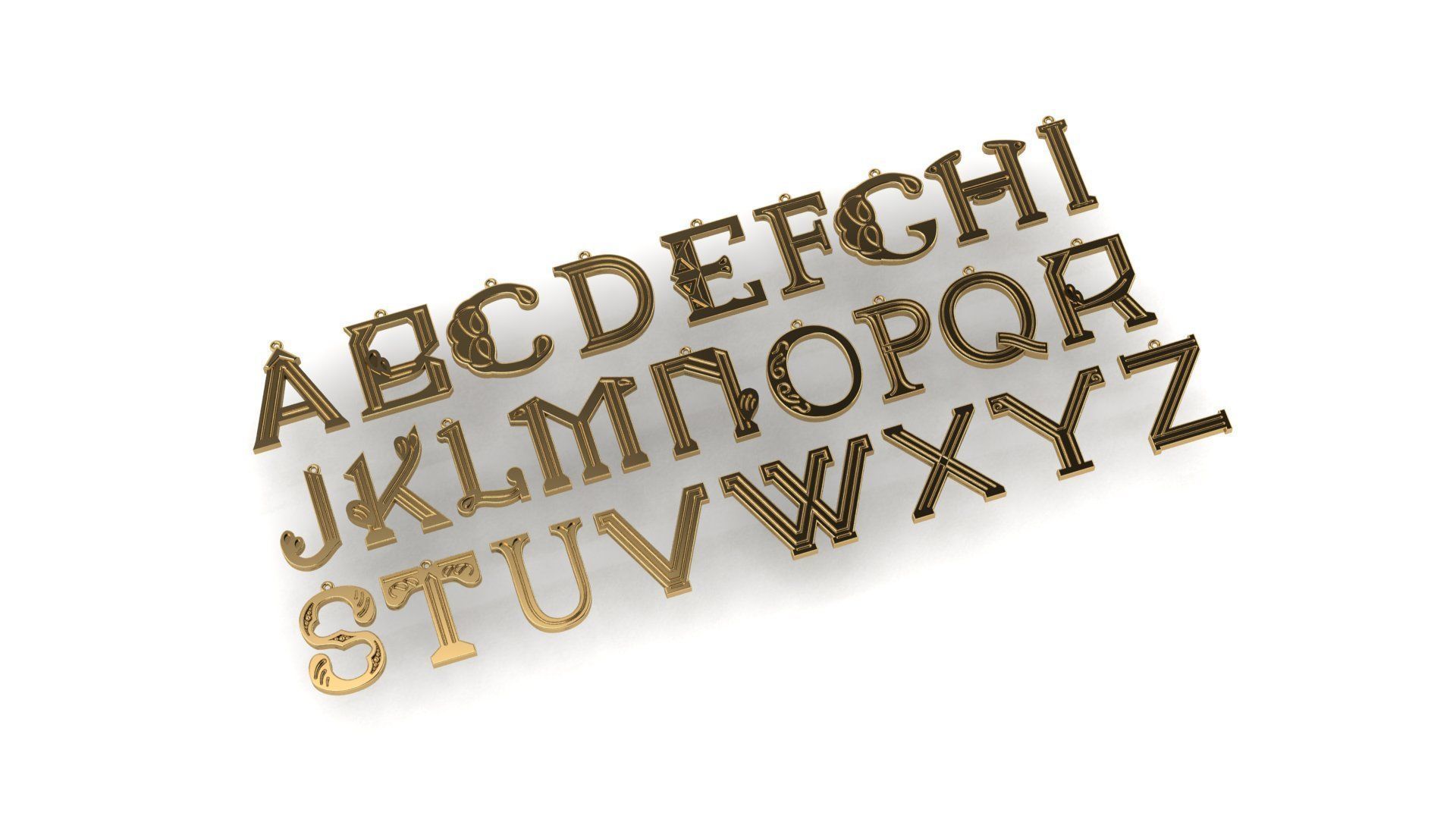 Initial Letters Pendant-Earrings Alphabets 3D Model Collection 3D print model_6