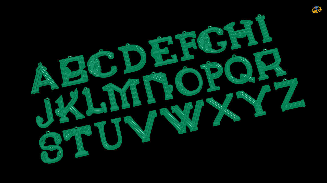 Initial Letters Pendant-Earrings Alphabets 3D Model Collection 3D print model_4