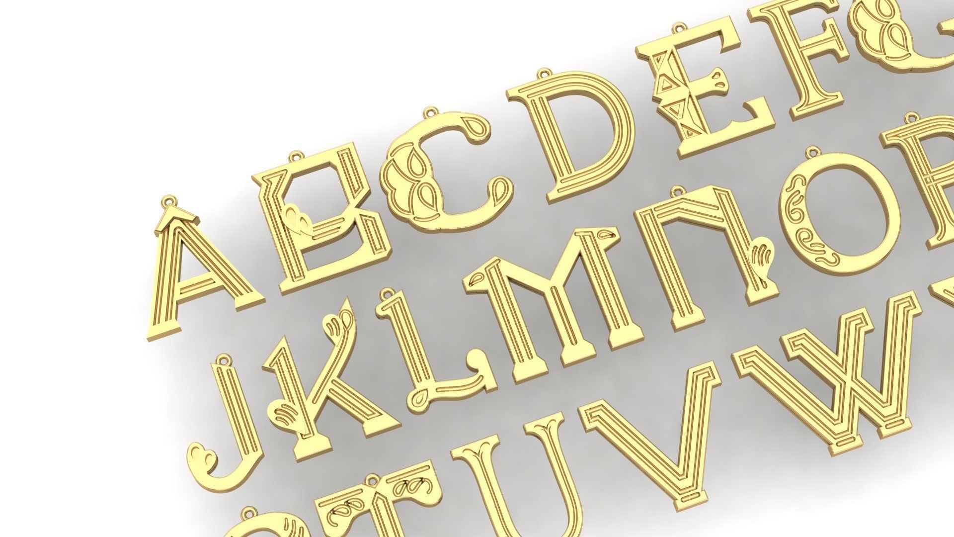 Initial Letters Pendant-Earrings Alphabets 3D Model Collection 3D print model_1