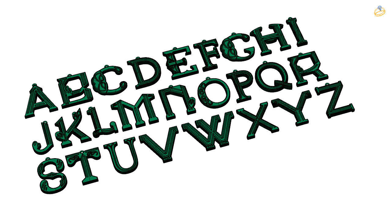 Initial Letters Pendant-Earrings Alphabets 3D Model Collection 3D print model_7