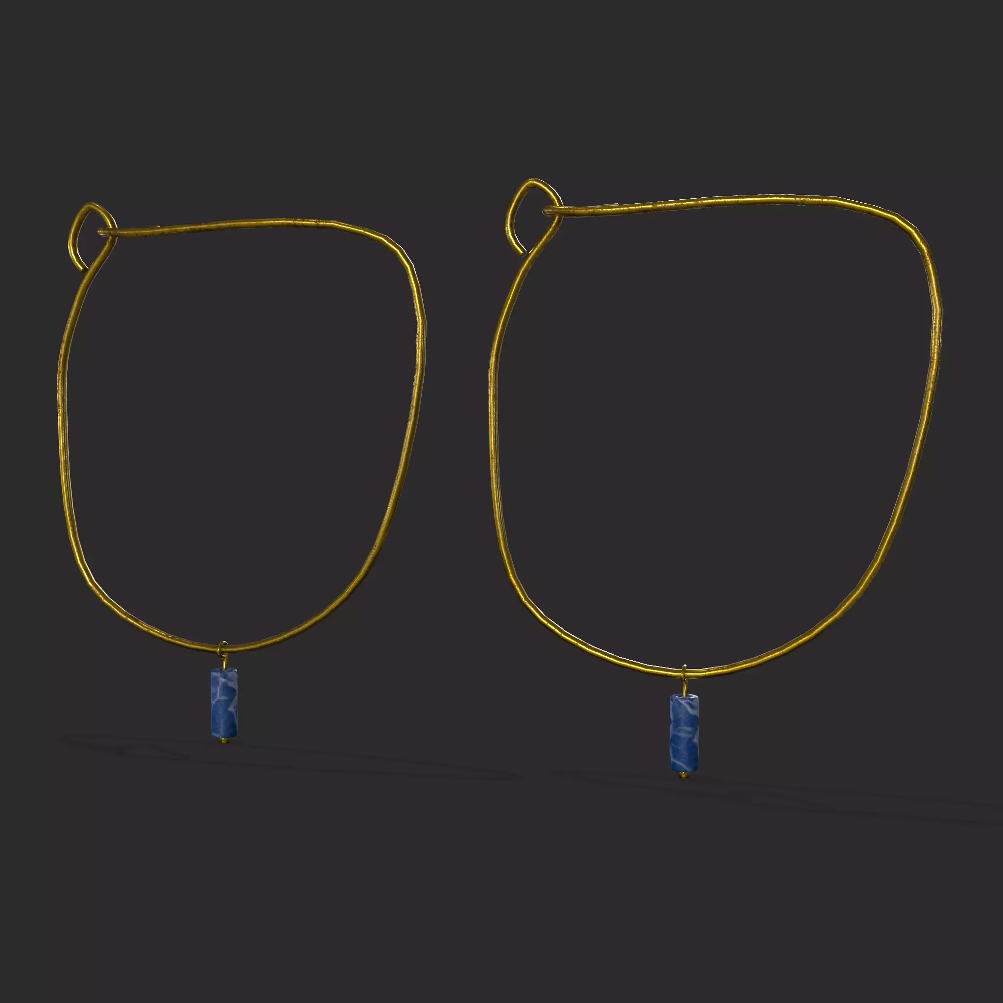 Medieval Agate Earrings Low-poly 3D model