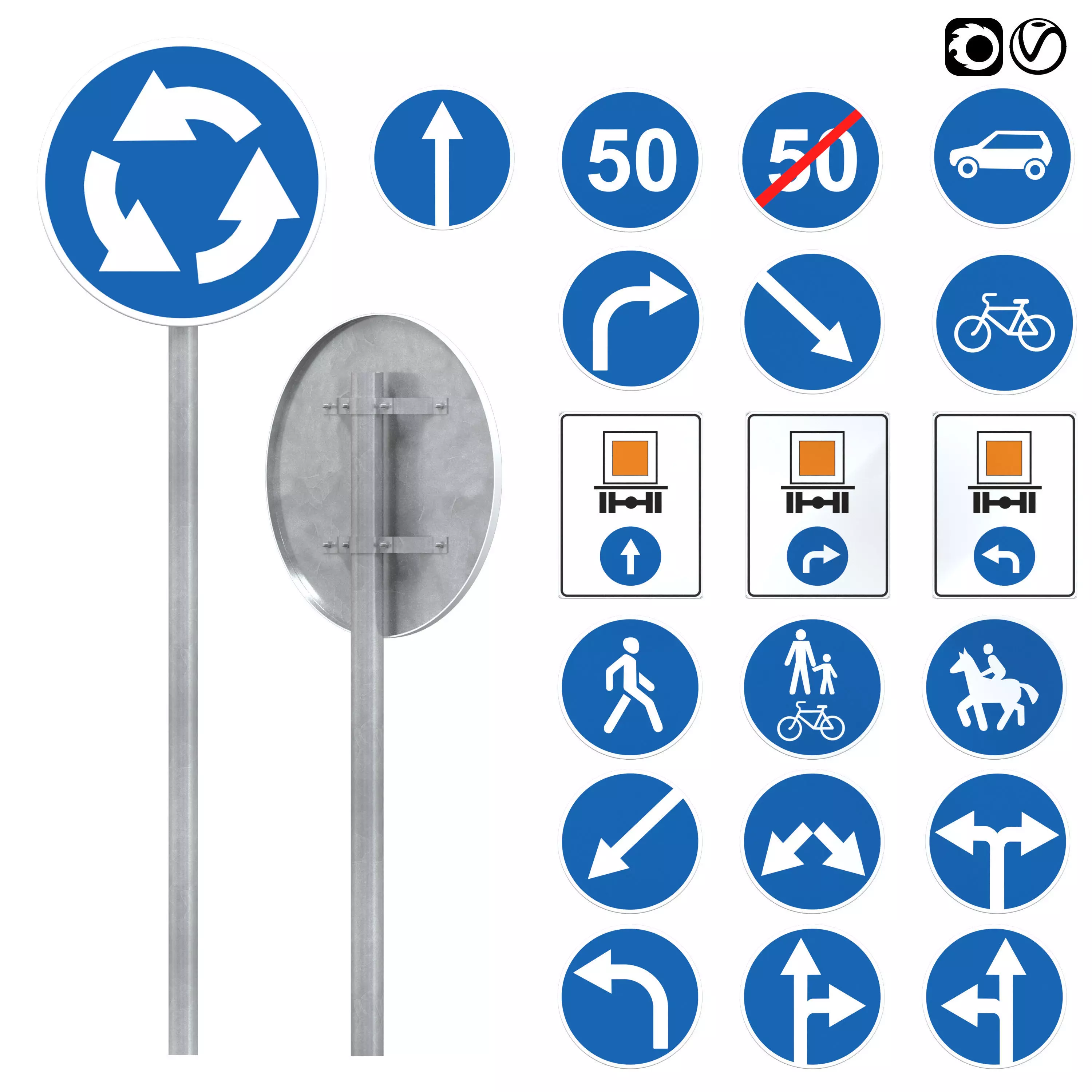 Mandatory signs 3D model