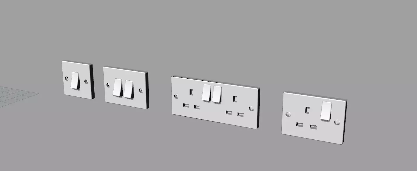 Dolls House Light Switch and Wall Plug Sockets 12th scale 3D print model_0
