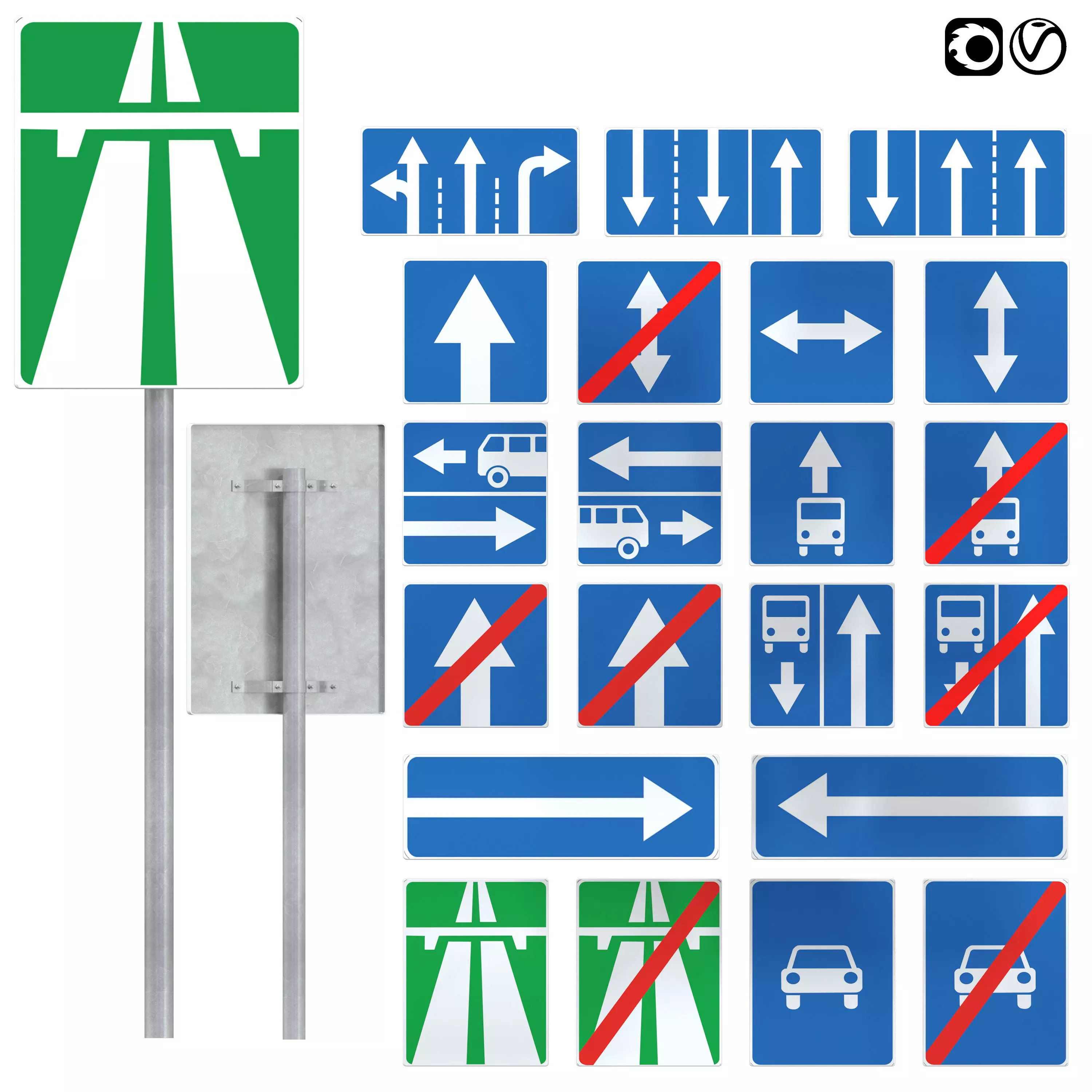 Information and indication signs set 1 3D model