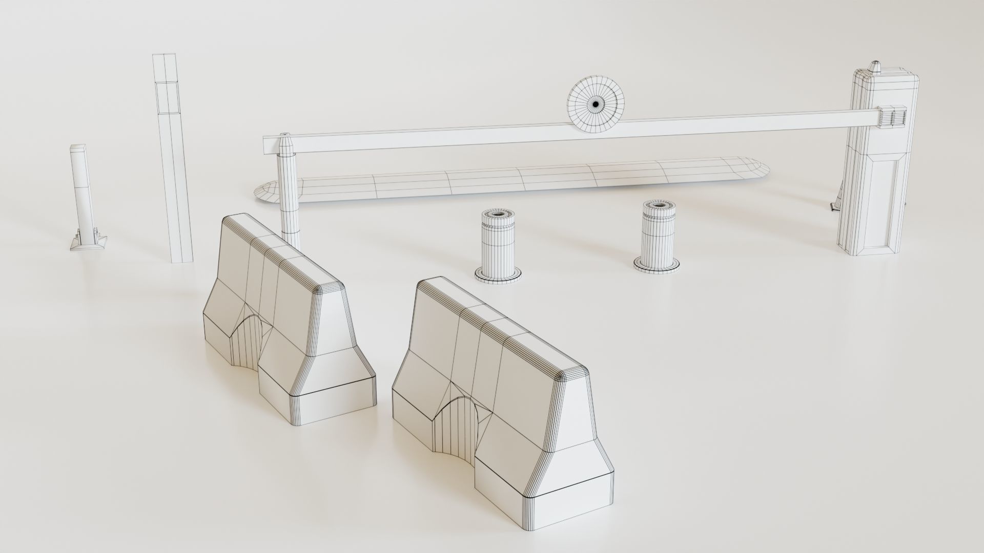 Modern Barrier Set Low-poly 3D model_8