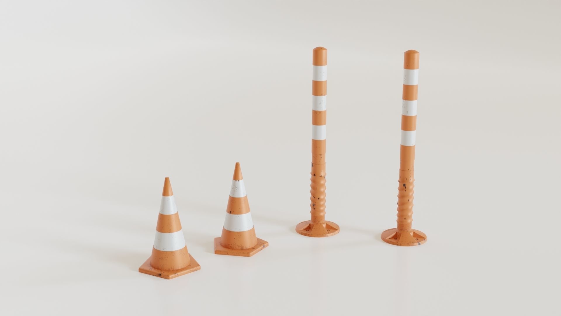 Modern Barrier Set Low-poly 3D model_6