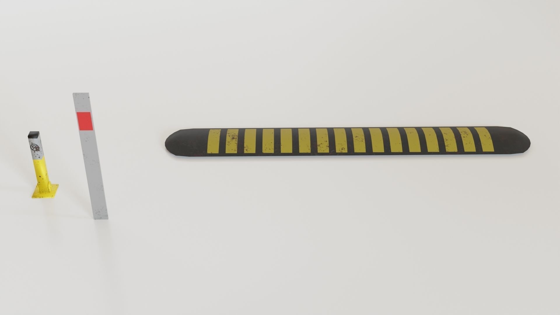 Modern Barrier Set Low-poly 3D model_7