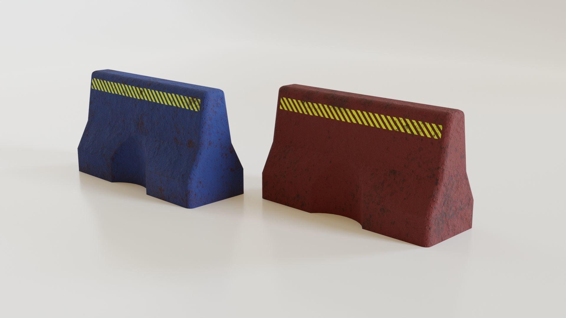 Modern Barrier Set Low-poly 3D model_2