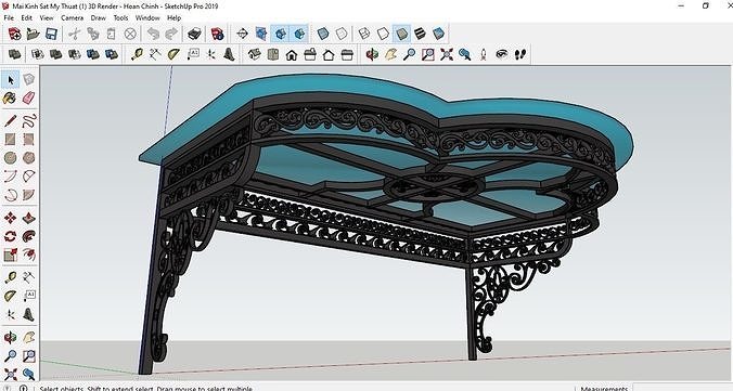 3d model villa iron glass roof art interior 3D model 3D model