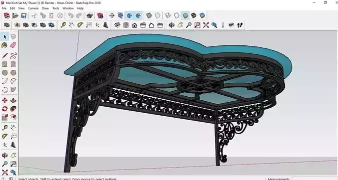 3d model villa iron glass roof art interior 3D model