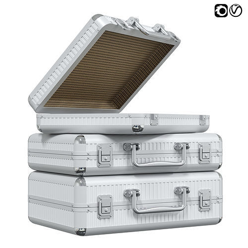 Metal suitcase set of metal suitcases 3D model