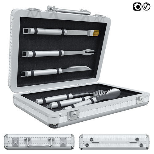 Metal suitcase  set of metal suitcases Barbecue metal suitcase 3D model