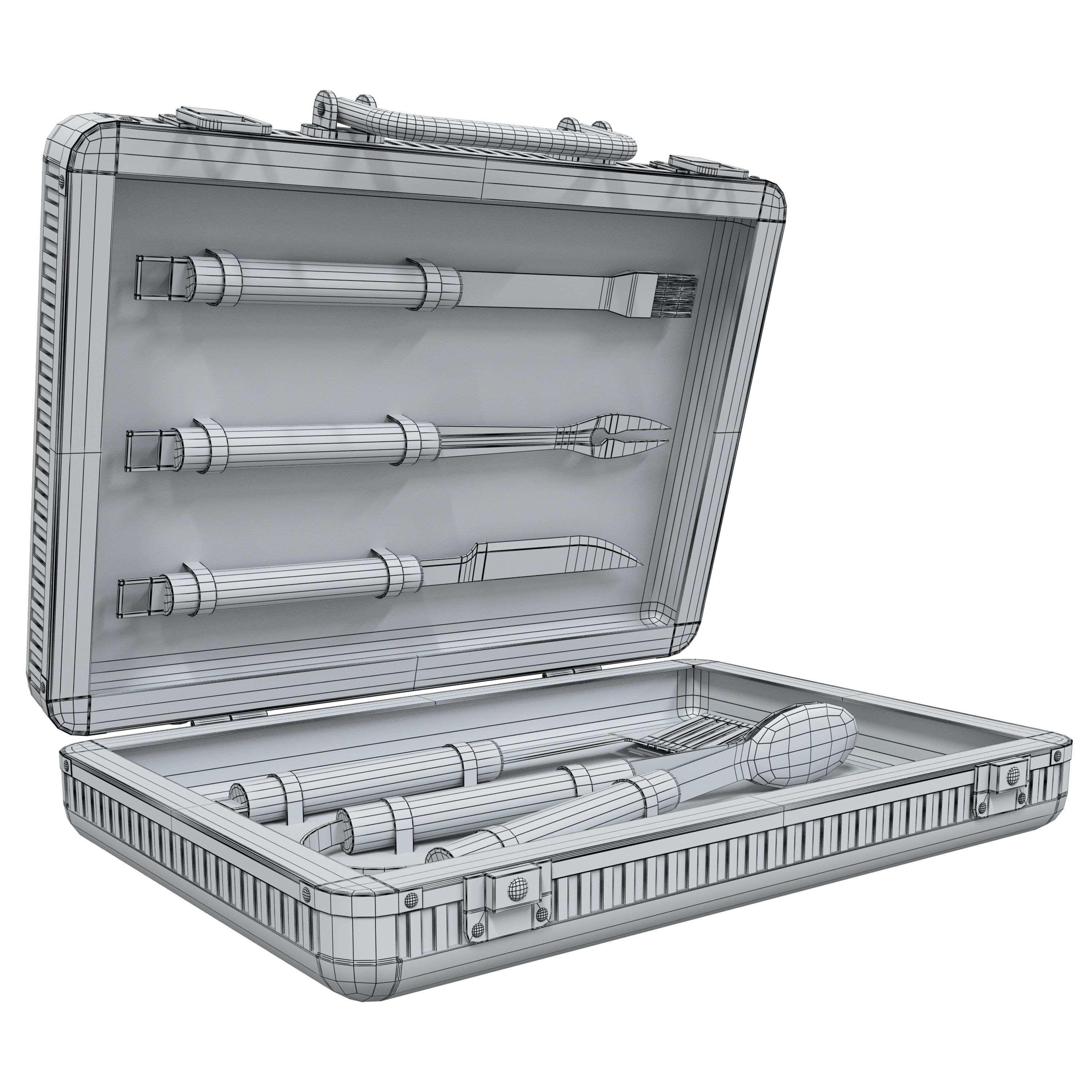 Metal suitcase  set of metal suitcases Barbecue metal suitcase 3D model_3