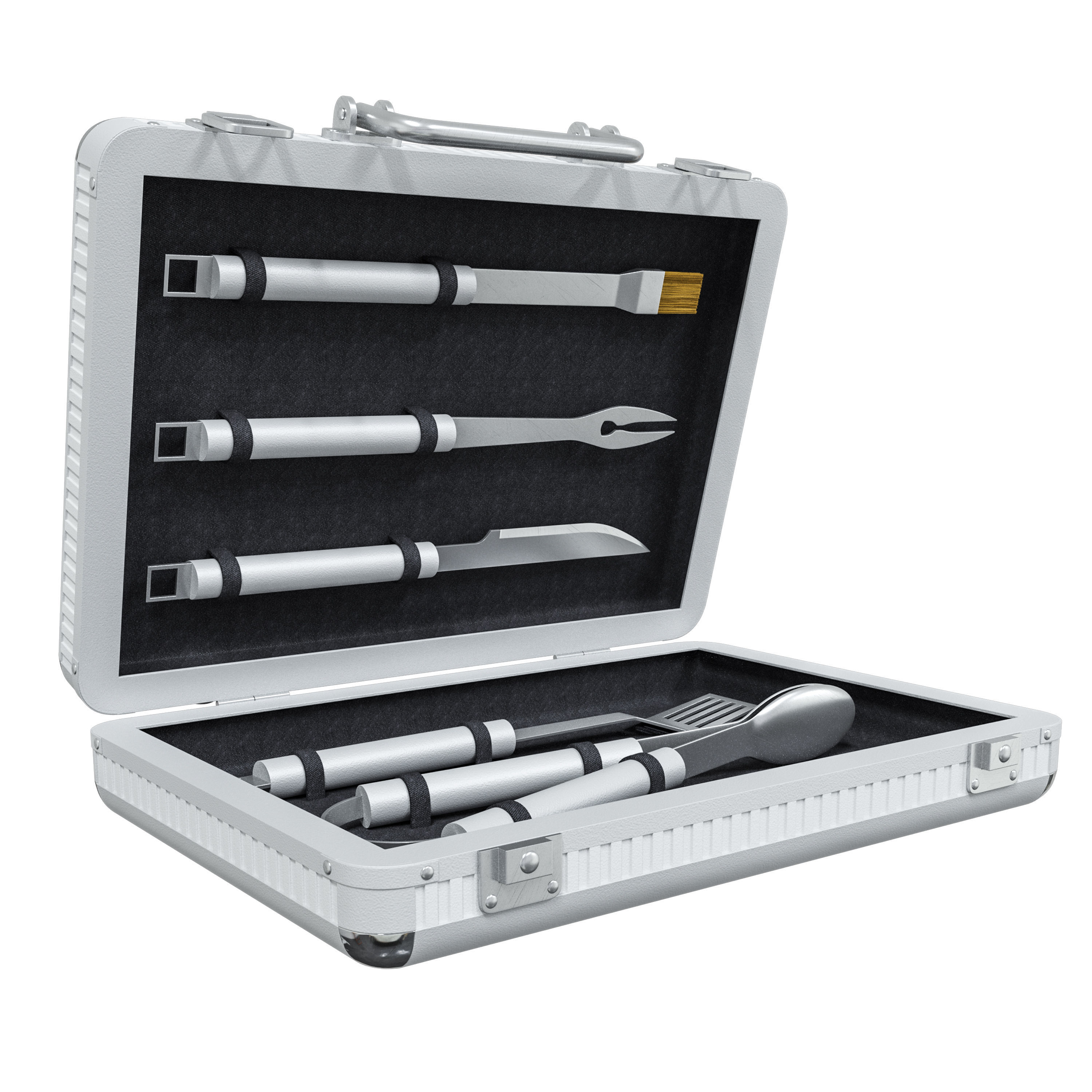 Metal suitcase  set of metal suitcases Barbecue metal suitcase 3D model_1