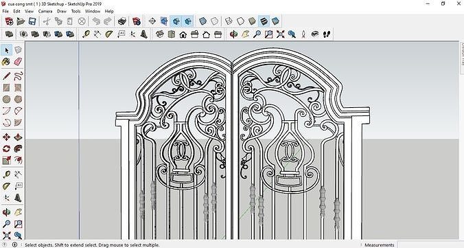 3d model of iron gate art exterior villa architecture
