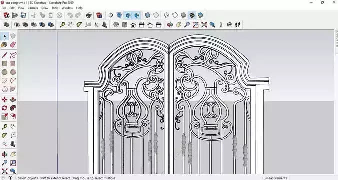 3d model of iron gate art exterior villa architecture