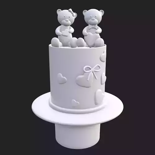 Valentines Bear Cake 3D print model