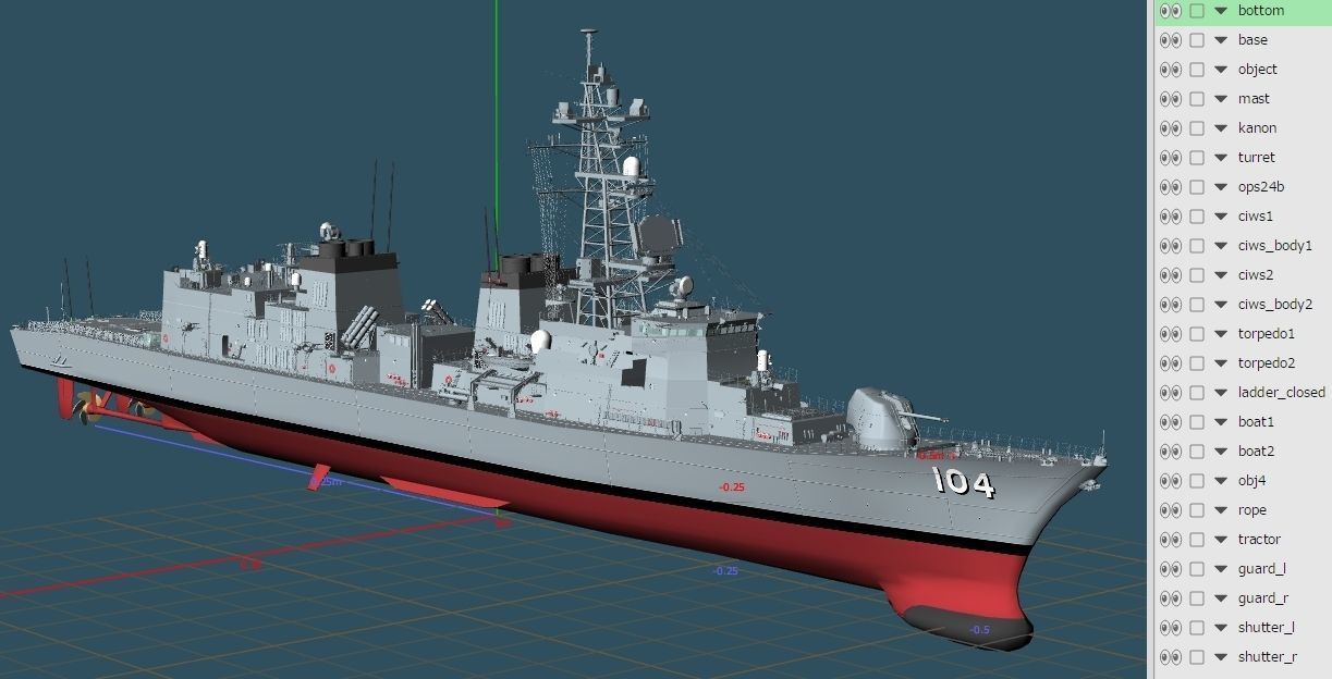 JMSDF Takanami class destroyer DD104 kirisame 3D model_28
