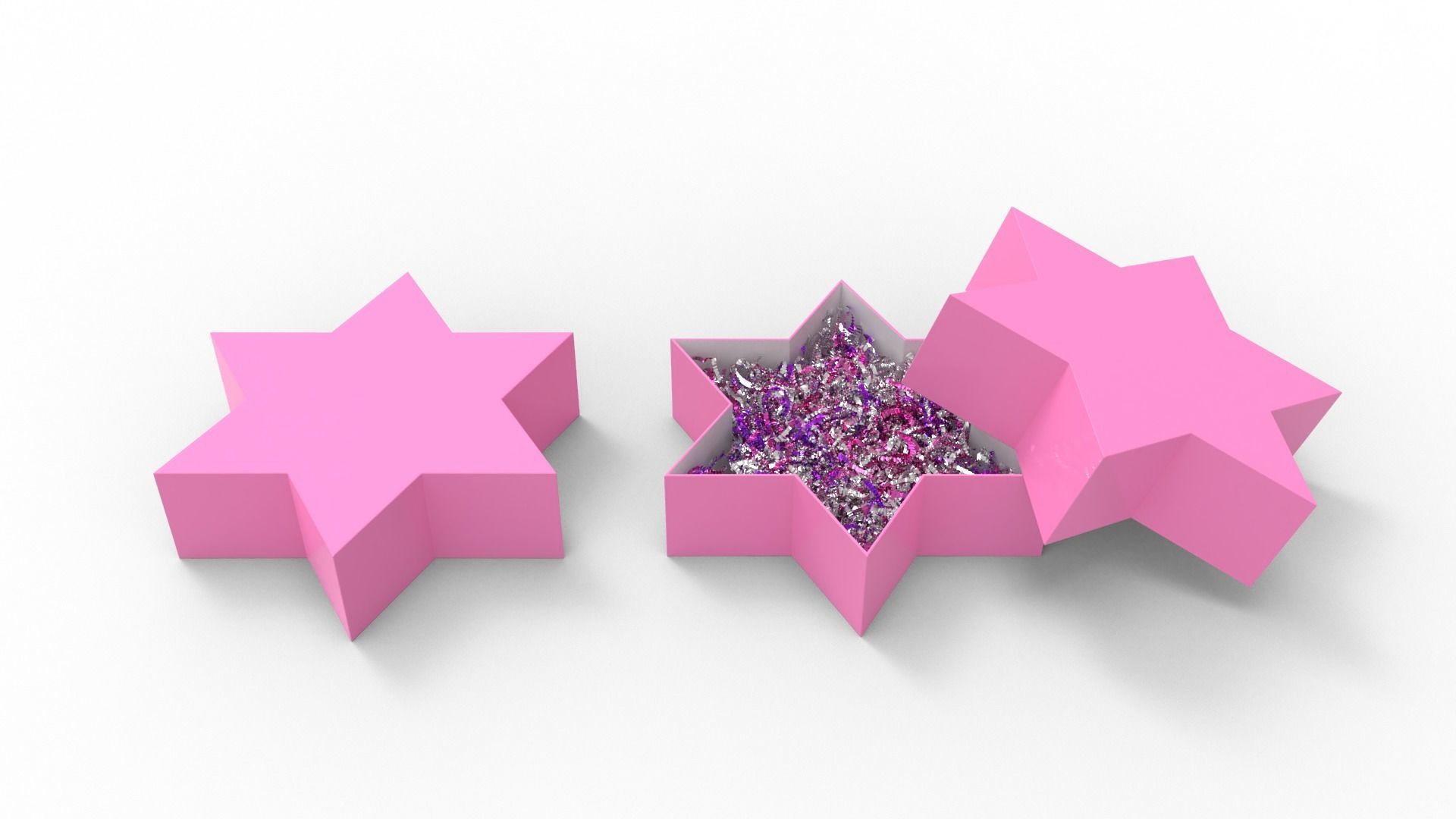 Crinkle Paper Gift Box Star Shape 3D model_2