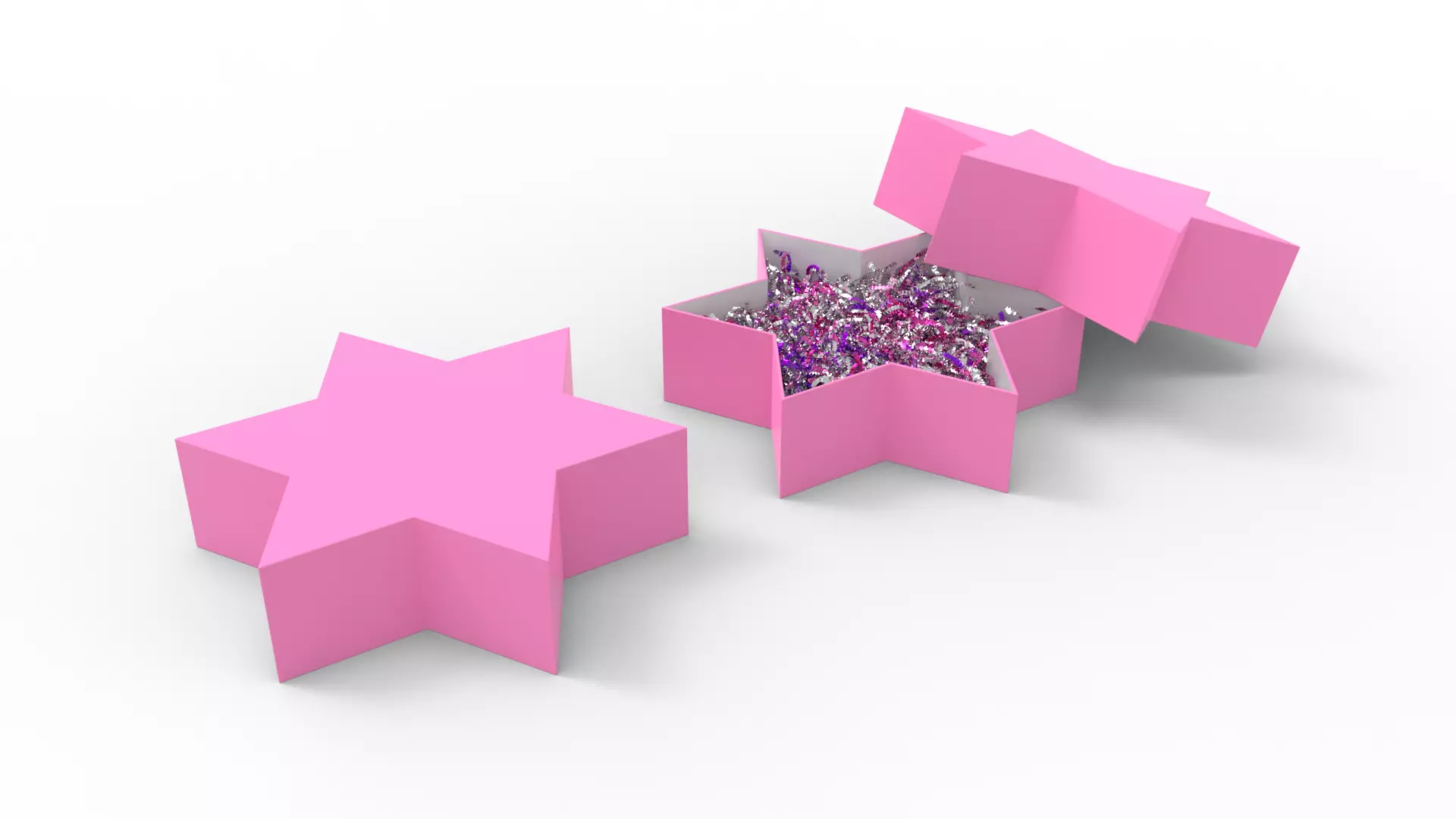 Crinkle Paper Gift Box Star Shape 3D model_0