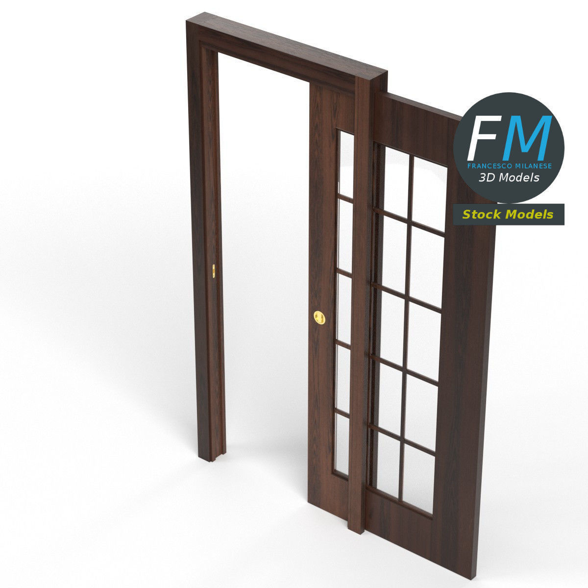 Sliding glass door 2 3D model_2