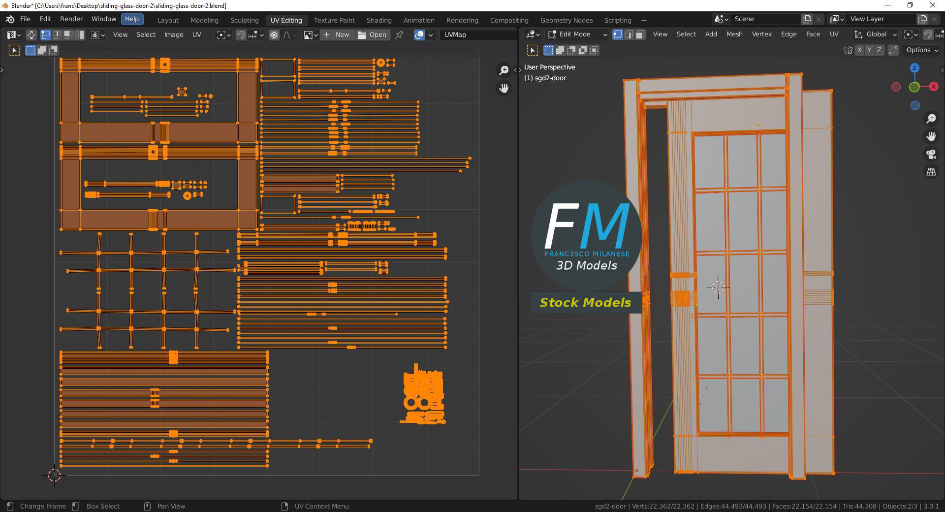 Sliding glass door 2 3D model_10
